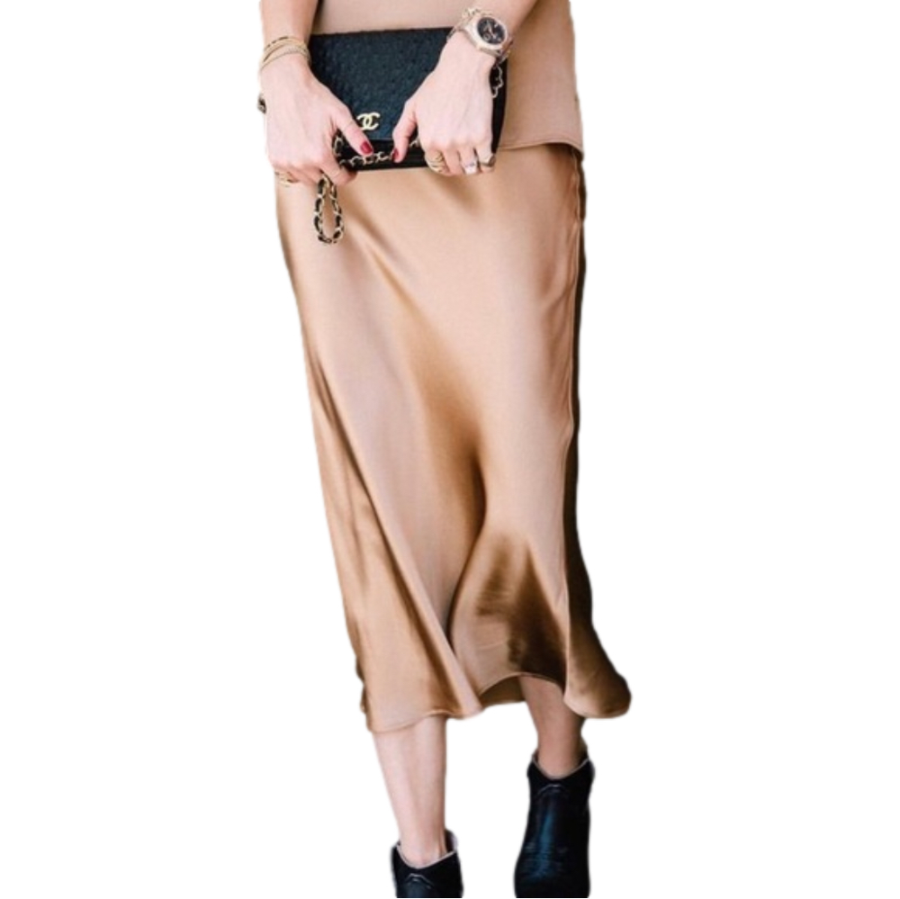Rachel Zoe Faux Silk Skirt in Champagne size 2